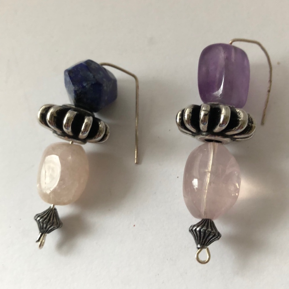 Stone and rose quartz drop earrings